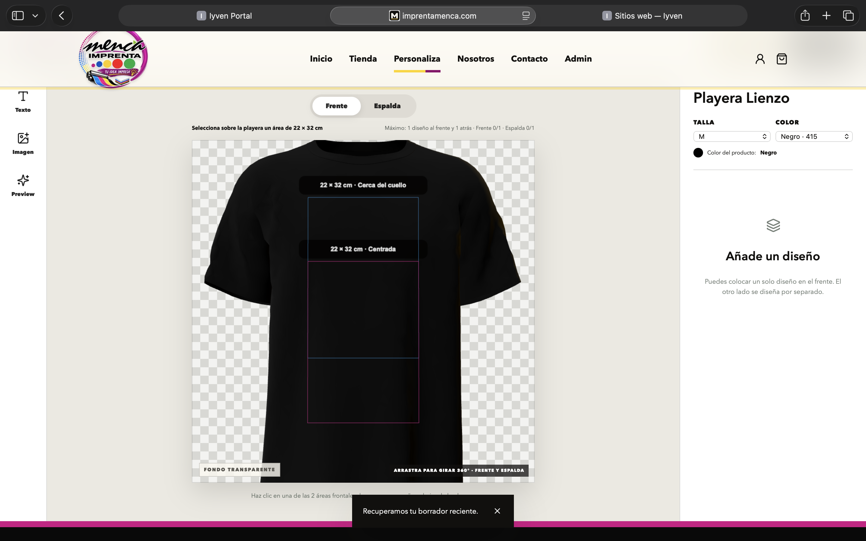 Editor de playeras personalizadas